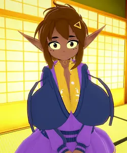 背が高くて、黒髪で、巨乳のゴブリン