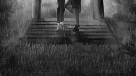 雨にして人を外れ